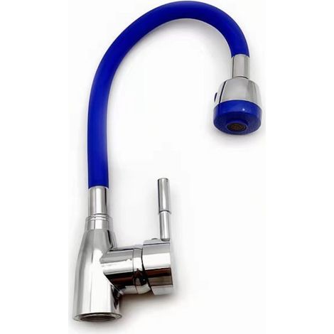 Export-grade black pointed tee colored universal tube kitchen sink hot and cold water mixer tap handwashing basin splash-proof tap -- blue model