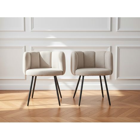 BOBOCHIC - Lot de 2 chaises CELIA beige tissu texturé (1/5)