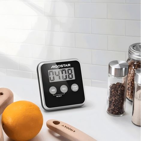 Minuteur Digital de Cuisine Aigostar – Grand Écran, Magnétique, Chronomètre Précis pour Cuisson et Pâtisserie, Indispensable Chef