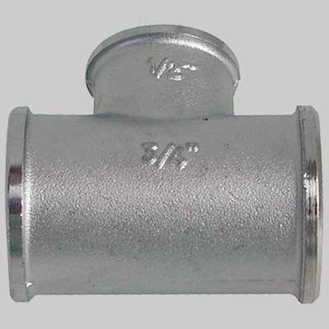 "RACCORDO A TEE DIRITTO RIDOTTO OTTONE NICHELATO - 1"" x 3/4 x 1"""