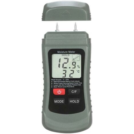 Wood Moisture Meter, Digital LCD Humidity Tester, Pin Type, Water and Moisture Leak Detector with 4 Data Hold Modes (℃/℉), Temperature Meter (1/4)