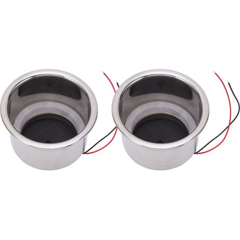 Porte-gobelet lumineux en acier inoxydable 304, 2 pièces, 8 LED, avec trou de vidange, pour bateau marin, voiture rouge.