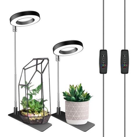 1 Lampe de croissance LED, hauteur réglable 16-60 cm, spectre complet 48 LED, minuterie automatique, pour intérieur bureau (1/5)
