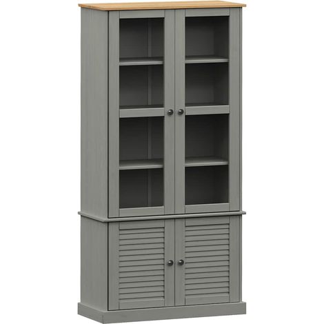 Maison Exclusive - Vetrina VIGO 85x35x170 cm in Legno Massello di Pino Grigio (1/5)