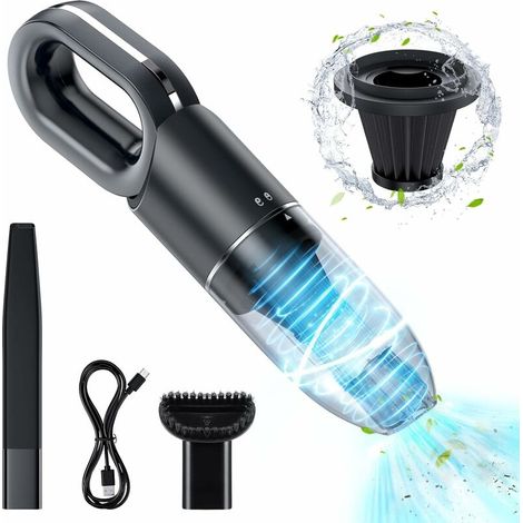 AIPERQ Aspirateur à Main sans Fil Puissant 6500 Pa, Aspirateur de Table Eau Possière Batterie 2000mAh pour Poils de Chien Chat Possière, Mini Aspirateur Portable Anti Possière Voiture Maison Lavable (1/5)