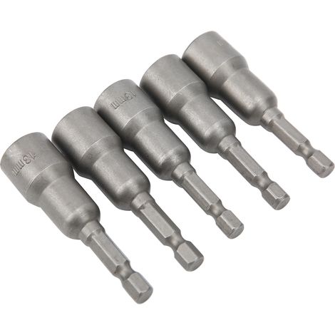 Jeu de 5 embouts de vissage hexagonaux professionnels pour clé à chocs pneumatique, 13 mm (1/5)