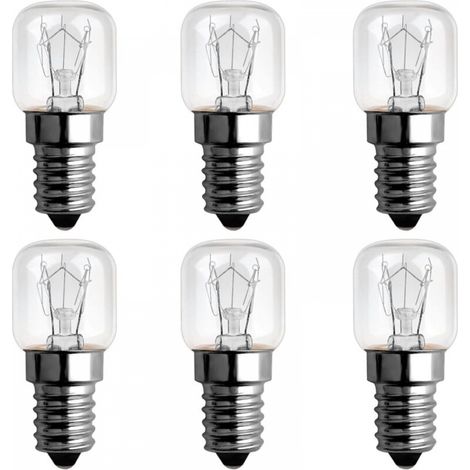 Ampoule Four 25W 300 Degres E14 Dimmable, AC220V-240V, Ampoule Incandescence E14 T22, 120LM Blanc Chaud 2300K, E14 Petit Culot à Vis Pygmy Lamps pour Micro-ondes, Four, Lampe à sel, 6 Unité (1/5)