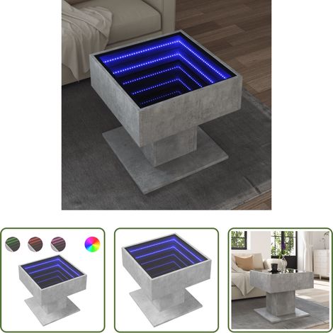 Table basse LED -  Table basse avec LED gris béton 50x50x45 cm bois d'ingénierie (1/5)