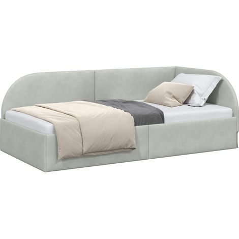 Corner Bed Frame Light Grey 80 cm x 200 cm Velvet vidaXL