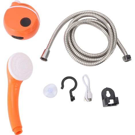 Ducha portátil recargable de 2200 mAh con bomba y cabezal de ducha, ideal para acampar, viajar, lavar el coche y bañar a las mascotas.