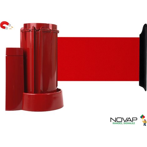 Enrouleur mural magnétique Rouge avec sangle Rouge 3m x 100mm - 2053716 (1/3)