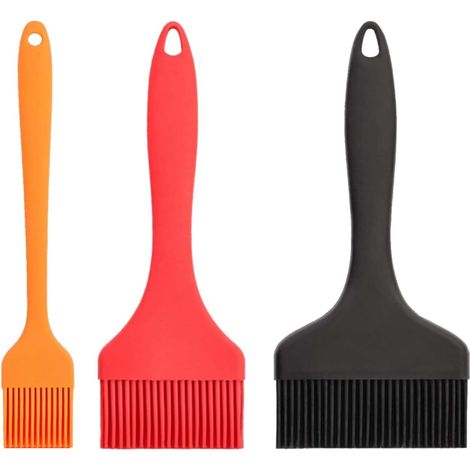 Lot de 3 pinceaux à pâtisserie, silicone résistant chaleur, têtes 9cm 7cm 3cm, manche 21cm, pour barbecue cuisine (1/5)