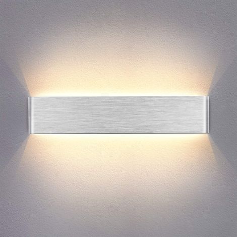 Stoex – Applique murale LED 14W 40cm – Lumière blanc chaud – Argent gris brossé – Pour salle de bain, miroir, escalier, couloir