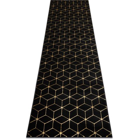 Modern GLOSS Teppich, Läufer 409C 86 Würfel stilvoll, glamour, art deco schwarz black 70x200 cm