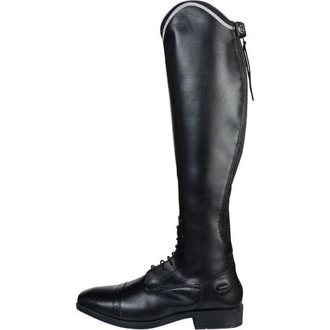37, Nero 9100: Stivali in pelle per equitazione bambino con inserto elastico modello Valencia style Standard/polpaccio stretto (1/3)