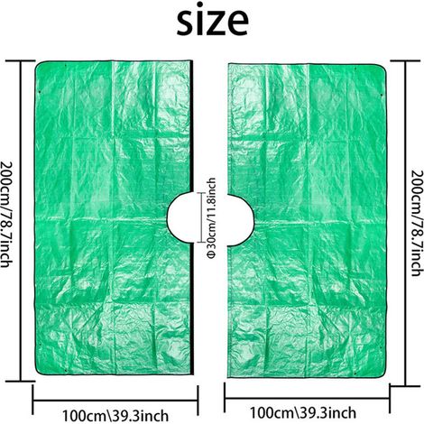 Lona de poda paisajística con agujeros de 30 cm, lona para podar árboles de jardín, lona de poda de 200 x 200 cm, cuatro esquinas con presillas para una fácil fijación. (1/3)