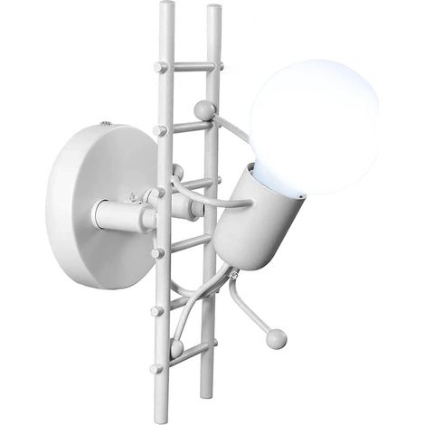 Moderne Wandleuchte Innen Wandlampe Kreative Humanoid Dekorative E27 LED für Kinder Zimmer, Schlafzimmer Nachttisch, Treppen, Flur (Weiß)