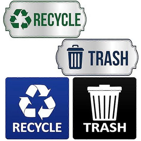 Trash et Stickers pour Bins 4 pièces lot étanche autocollant Recycling Stickers pour Trash Cans Waste Signs (1/5)