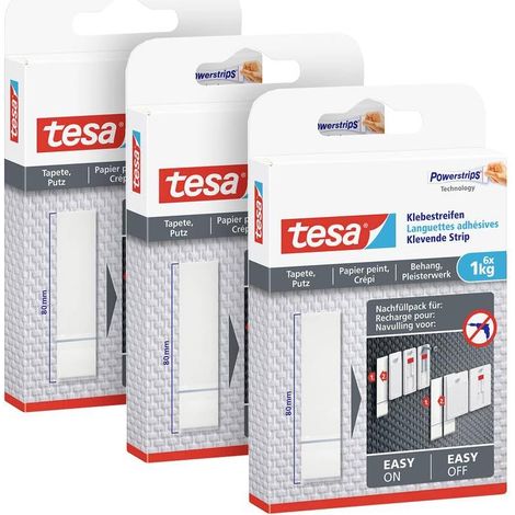 Powerstrips Papier peint et enduit - 1 kg - 3 x 6 bandes double face