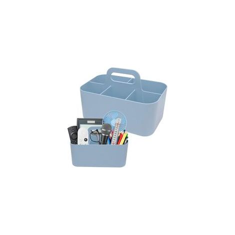 Panier Organiseur avec Poignée, Panier Plastique Polyvalent à 5 Compartiments, Panier de Nettoyage Empilable Panier de Bricolage Portable Panier de Bureau pour l'art, Le Maquillage (Bleu,1pcs) (1/5)