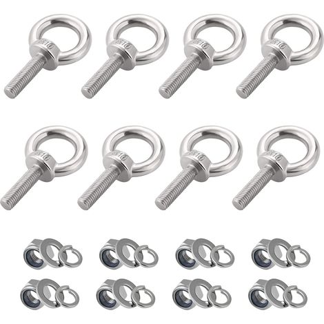 10PCS, boulons d'oeil avec écrous, boulons d'oeil en acier inoxydable machines épaule levage anneau boulon d'oeil boulon de vis lourd, M10x35MM