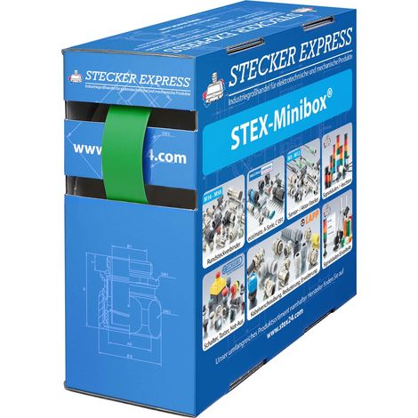 STEX24 Schrumpfschlauch 3:1, Minibox mit 4,4m, grün 12,0/4,0mm, 1/2 Zoll, WSB3 Schrumpftemperatur mind. 70°C, vollständig bei mind. 100°C - 1 Stück (1/2)