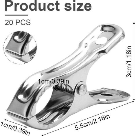 20 clips de serre en acier inoxydable résistants au vent, accessoires de serre pour la réparation de bâches imperméables (1/3)