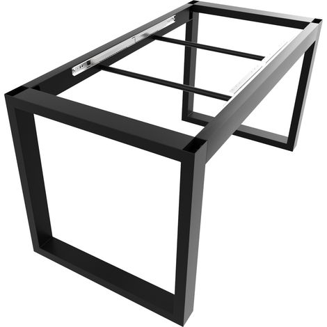 Metalopro – Table extensible en métal 140x70x72 cm – Piètement en acier noir – Installation rapide avec trous pré-percés – Design moderne pour salon ou cuisine (1/5)