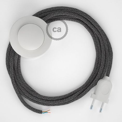 Cordon pour lampadaire, câble RS81 Coton et Lin Naturel Noir 3 m. Choisissez la couleur de la fiche et de l'interrupteur  Blanc (1/4)