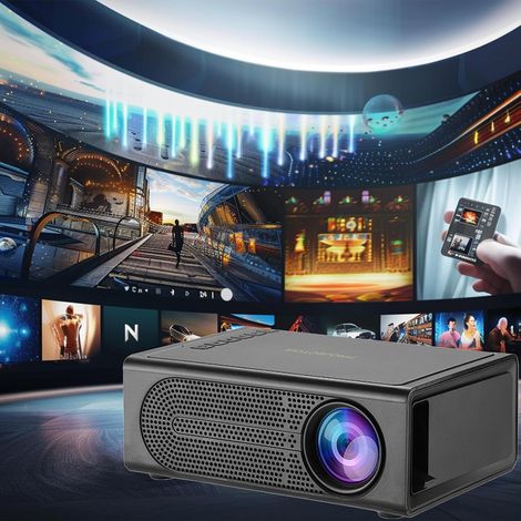 Tragbarer Wandprojektor, Mini-Projektor fürs Schlafzimmer mit Fernbedienung (LED), Handy-Projektor 1080P HD, Projektor fürs Wohnzimmer und (1/5)
