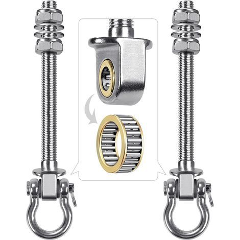 2pcs Boulons de Suspension 23.5cm Hamac Suspension pour Balançoire Kit Palier de Montage Pivotant pour Chaise d'intérieur/d'extérieur, Corde de Yoga, Sac de Frappe, Sac de Sable, 680kg (1/3)