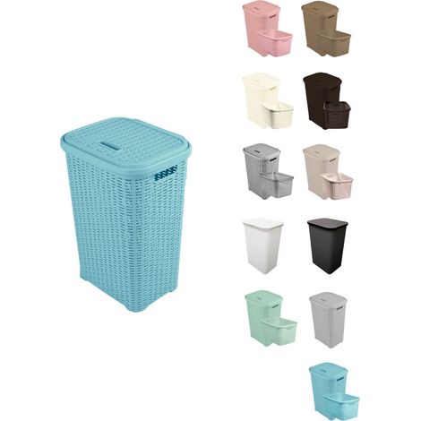 Cesto Ropa Sucia Pongotodo con Tapa y Asas  Cesta Colada Plástico Ratán  Cubo Ropa Sucia Ventilado  Baño Dormitorio  38L/60L (1/5)