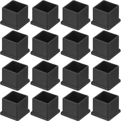 16Pcs Embouts de Pieds de Chaise Carrés en PVC, 30mm x 30mm OD, Noirs, pour Protéger Les Pieds de Meubles de Table, Les Couvercles de Pieds de Chaise, Les Protecteurs de Sol (1/4)