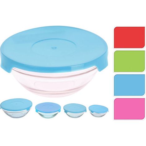 Set 5 Glas-Brotdosen im Schüssel-Design, Bunte Sortierung
