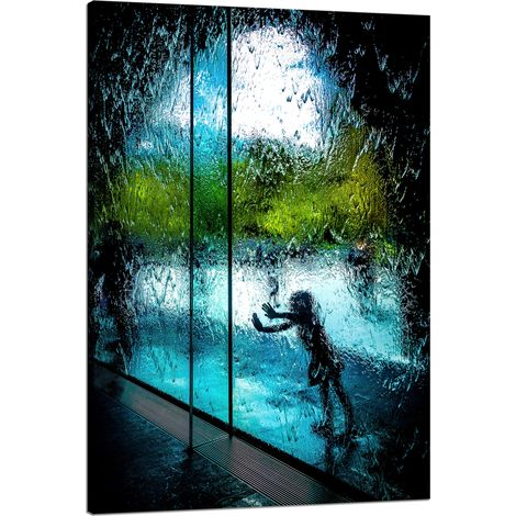 Lienzo impreso "Cortina de agua con personas" 80x120 cm
