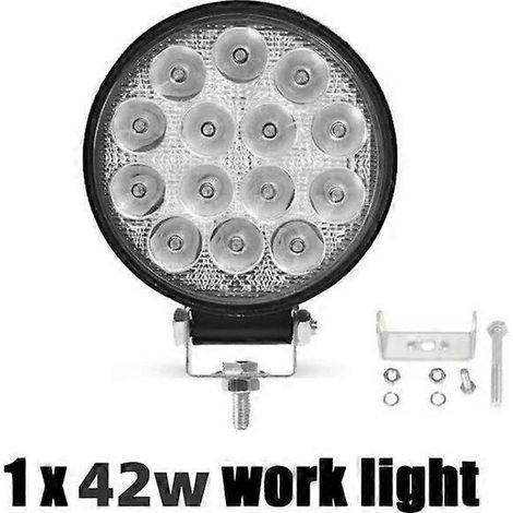 Barre lumineuse LED pour voiture tout-terrain 4x4, projecteurs antibrouillard ronds, diode 12V/24V, phare pour camion, tracteur agricole, bateau, SUV, quad, lampe de travail LED 3 pouces - 42W - 1 piè (1/5)