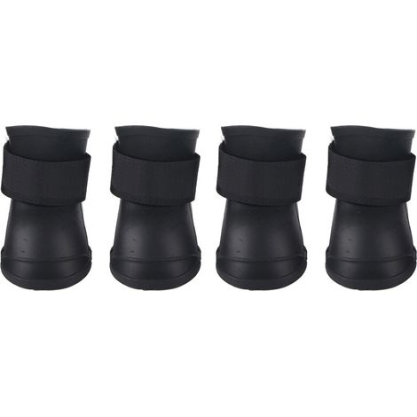 Bottes imperméables en Silicone pour chien, 4 pièces, mignonnes, antidérapantes, chaussures de protection contre la pluie (M noir) (1/5)