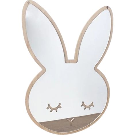 Miroir - Décoration murale - En acrylique incassable - Pour chambre d'enfant - Motif lapin et papillon - 1 pièce (1/5)
