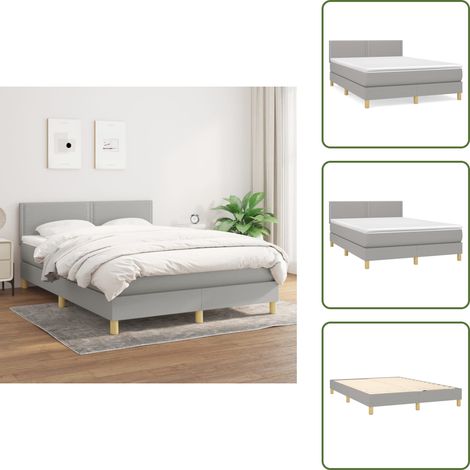 Boxspringbett mit Matratze Hellgrau 140x200 cm Stoff - Boxspringbett - Doppelbett - Schlafraum - Bettenrahmen - Matratze (1/5)