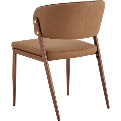 Set mit 2 modernen Esszimmerstühlen, gepolstert, Kunstleder Braun, Metallgestell (1/5)