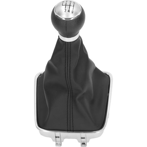 Pommeau de levier de vitesses à 6 rapports avec soufflet en cuir PU, pièce de carrosserie de rechange intérieure automobile, argent (1/5)