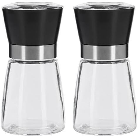 - Gewürzmühle - Keramikmahlwerk - Stufenlos einstellbarer Mahlgrad - Für Salz und Pfeffer - Küchengebrauch - Schwarz/Silber/Transparent - 63542260 (1/5)