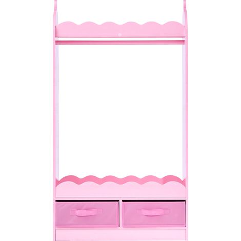 Mophorn Penderie pour enfants avec miroir, pour déguisements avec tiroirs et tringle à vêtements, idéale pour costumes de princesse, adaptée à la chambre d'enfant et à la salle de jeux, couleur rose (1/5)