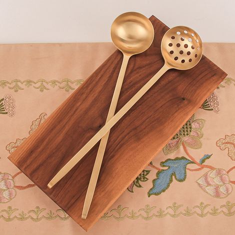 Cuillère Écumoire - Cuillère à Soupe Percée - Poignée Longue Antidérapante - En Cuivre - 28,3 cm - 1 Pièce (1/5)