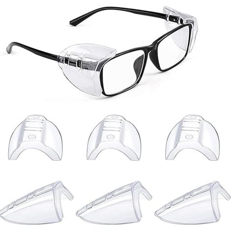 (4 Paires Protections Latérales Transparentes pour Lunettes, Flexibles à Enfiler, de Sécurité - Universelle pour Petite à Moyenne Taille (1/5)