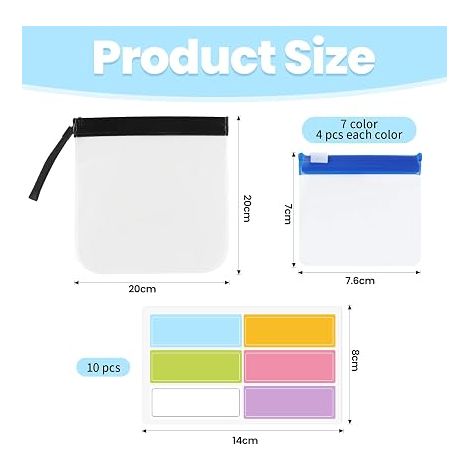 BATHRINS Sachets Refermables Mini Zip avec Étiquettes Poche de Rangement 7,6 x 7 cm Sachets pour Pilules Sacs Plastiques Transparents avec Glissière Zip (1/4)