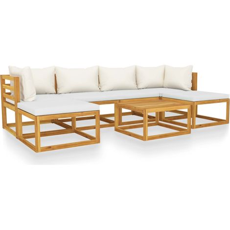 Maison Exclusive - 7-tlg. Garten-Lounge-Set mit Auflagen Creme Ma (1/5)