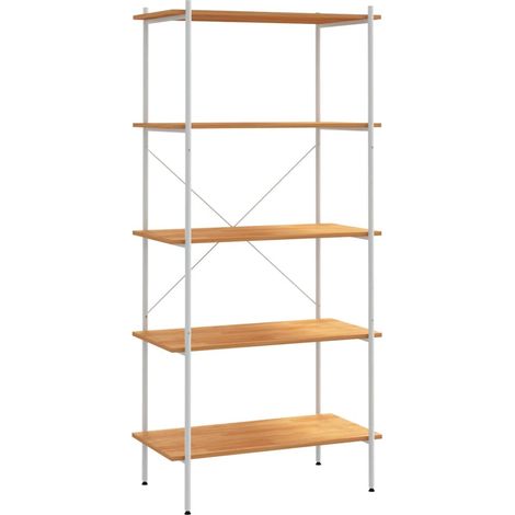 Maison Exclusive - Regal mit 5 Böden Weiß und Eiche-Optik 80x40x1