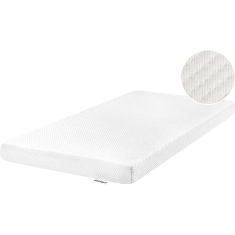 Colchón de espuma para cuna de bebé 60 x 120 cm funda de poliéster con cremallera relleno suave blanco Hushy (1/5)