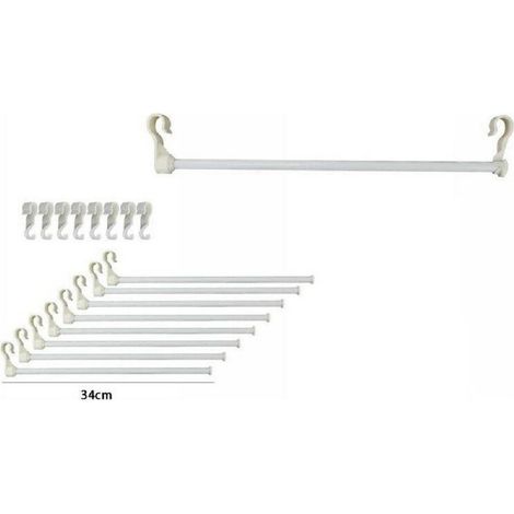 TRADE SHOP - Set Stampelle Grucce 8 Appendi Abiti Salvaspazio Porta Pantaloni Armadio 70509 -